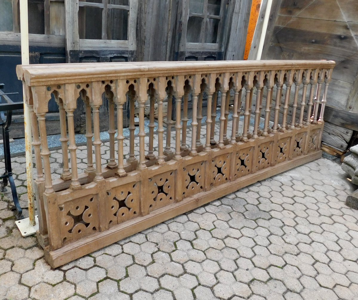 dars284   ringhiera in legno tornita, due pezzi lung. cm 283 x h 93 